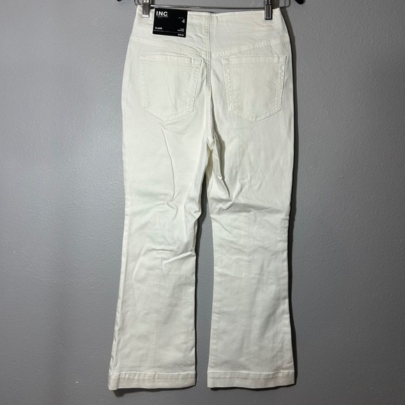 INC International Concepts Flare Crop High Rise White Jeans Size 4 NWT - Picture 3 of 7